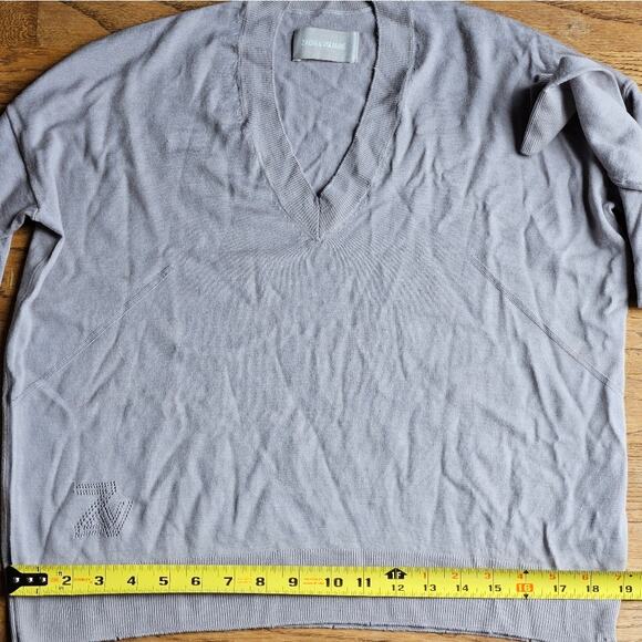 Zadig & Voltaire Happy Army Studded Elbow V Neck Sweater - Picture 8 of 11